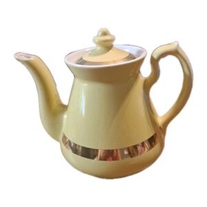 Vintage Hall Philadelphia Yellow Teapot With Gold Trim Made In The USA